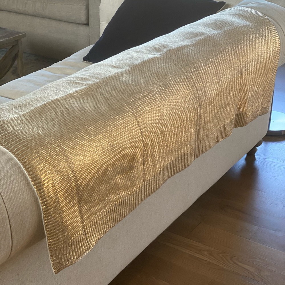 Emily & Merritt gold shimmer throw